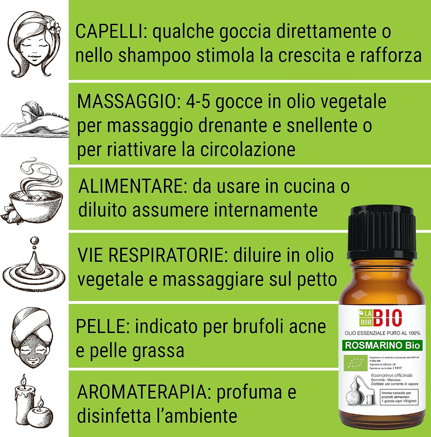 Detalle de Set di oli essenziali Rosmarino e Limone Bio – 2x10 ml puri e naturali