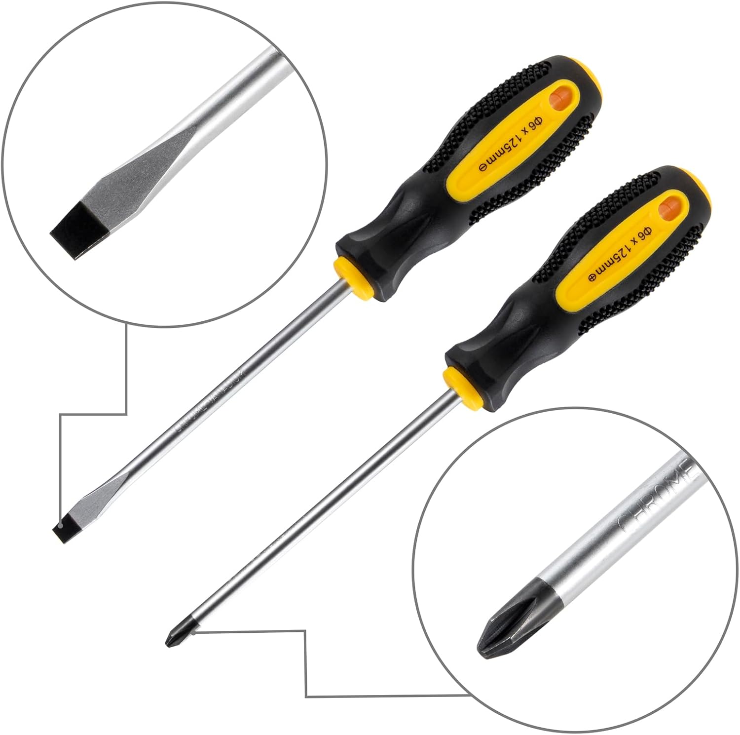 Thumbnail 4 de HPMAISON 7-teiliger Schraubendreher-Satz aus Chrom-Vanadium-Stahl mit magnetischer Spitze (4 Kreuz, 3 flach)