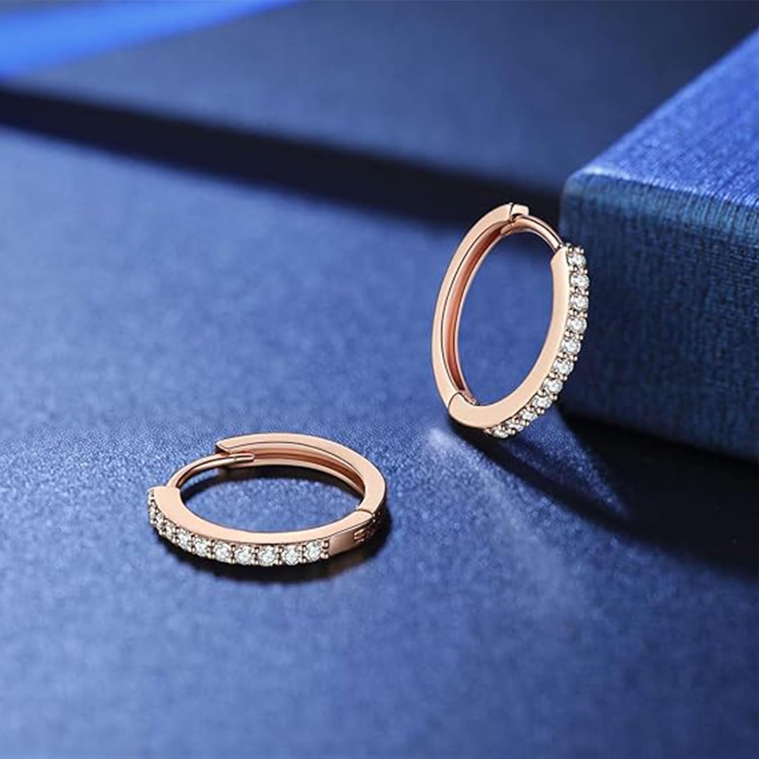 Thumbnail 2 de Wynn's S925 Sterling Silver Hoop Earrings with Cubic Zirconia (8mm/10mm/12mm) – Rose Gold Plated