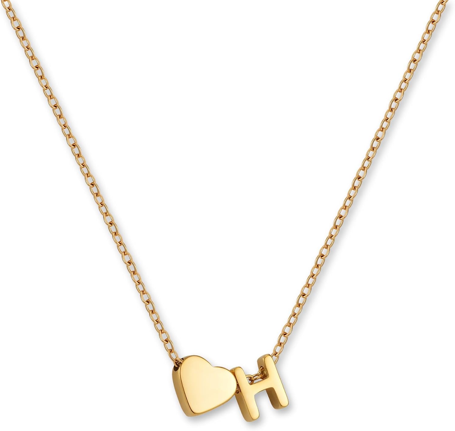 Detalle de GD GOOD.designs EST. 2015 collier personnalisé lettre A–Z avec pendentif cœur en acier inox 316L plaqué or 18K