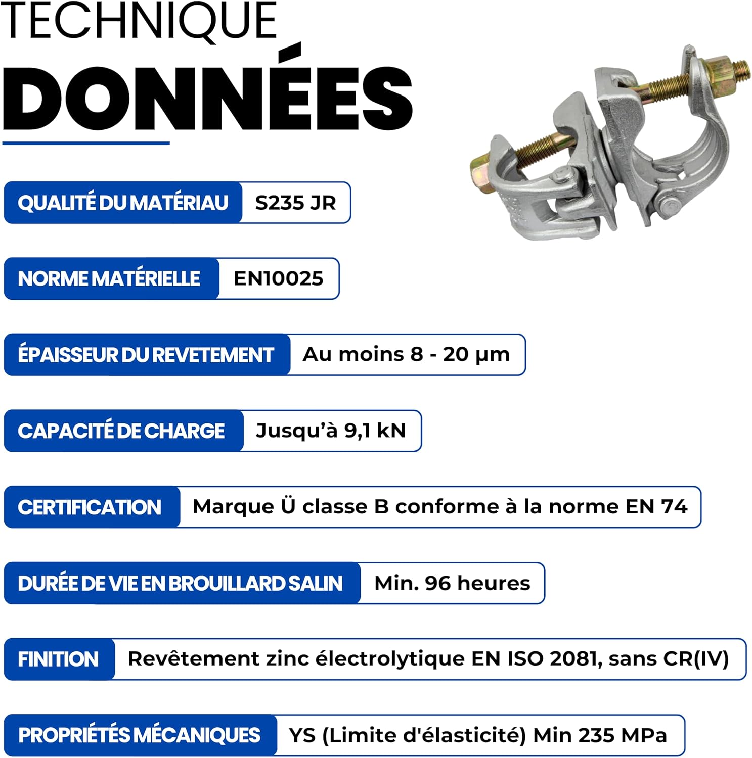 Detalle de GeZu Impex accouplement d’échafaudage galvanisé (lot de 12) 48 x 48 mm, pour tube d’acier