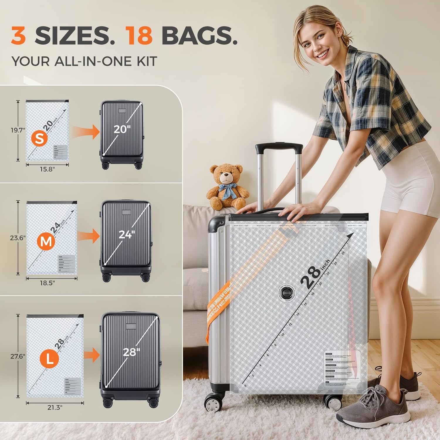 Detalle 2 de Nicetree 18-Pack Vacuum Storage Bags 3 Sizes