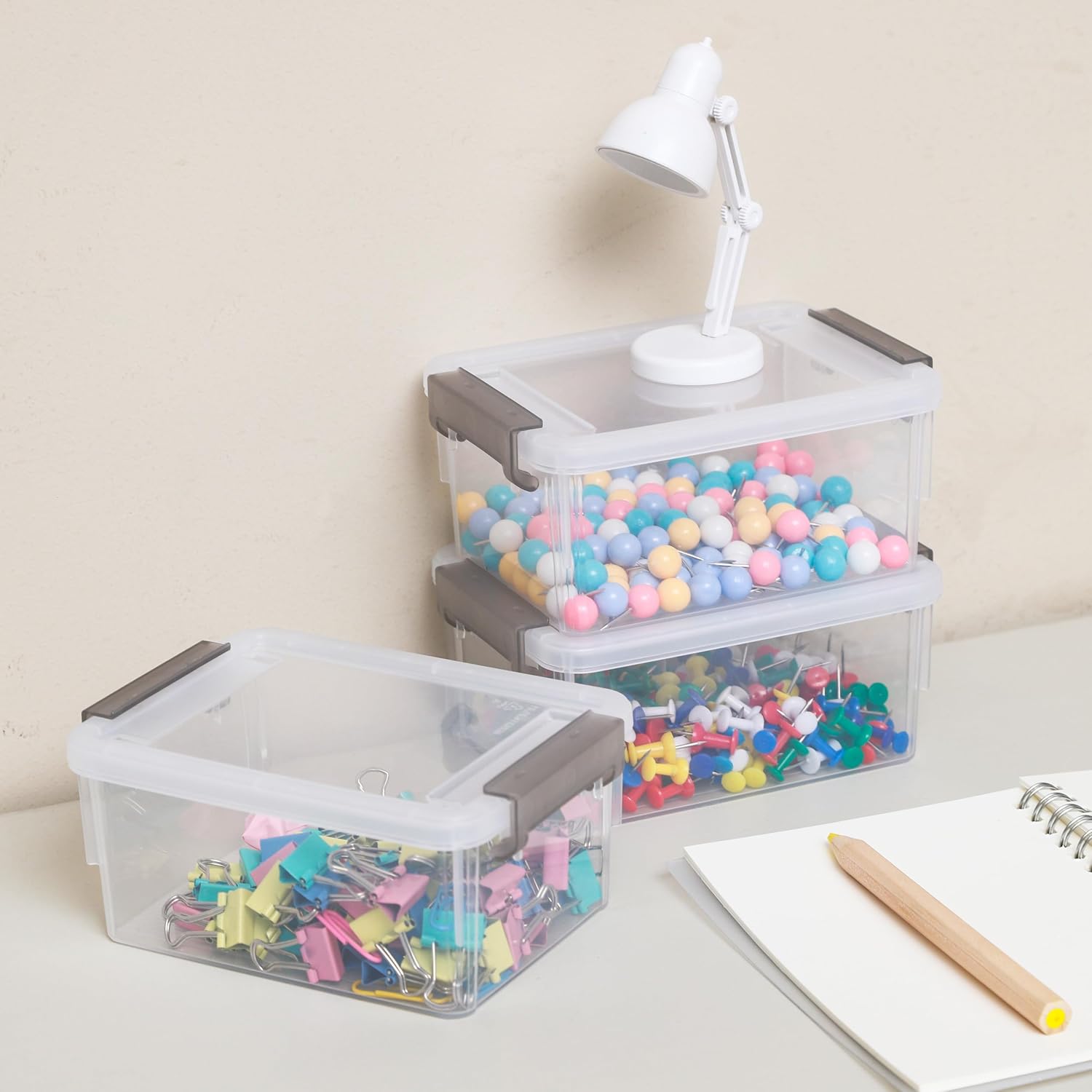 Detalle de Citylife 8-Pack Clear Plastic Bead Organizers, 0.53-Quart with Latching Lids