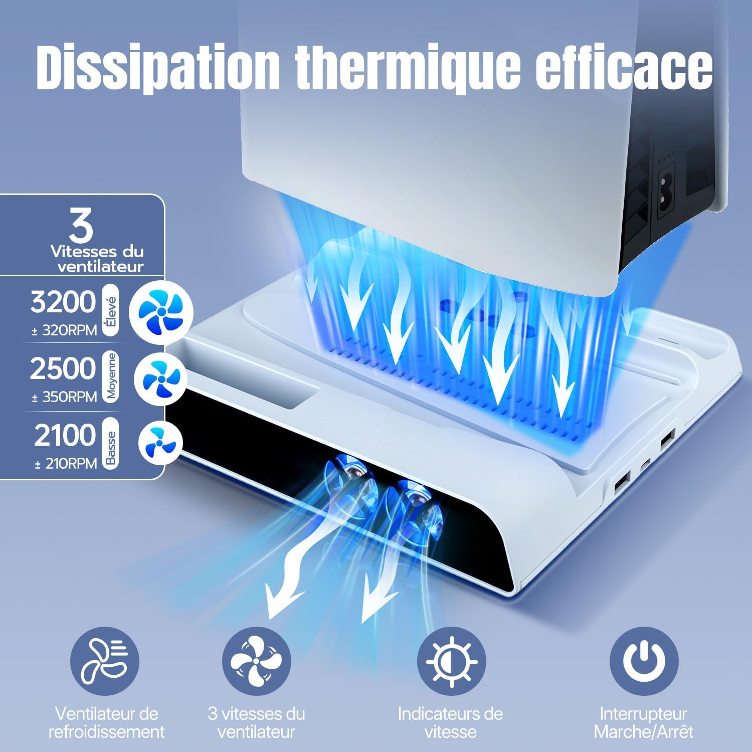 Thumbnail 3 de Wigearss Ventilateur station refroidissement PS5
