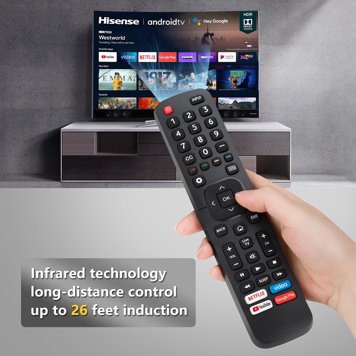Detalle 2 de for Hisense TV Remote Replacement EN2A27 — Fully Compatible with Hisense Smart TVs