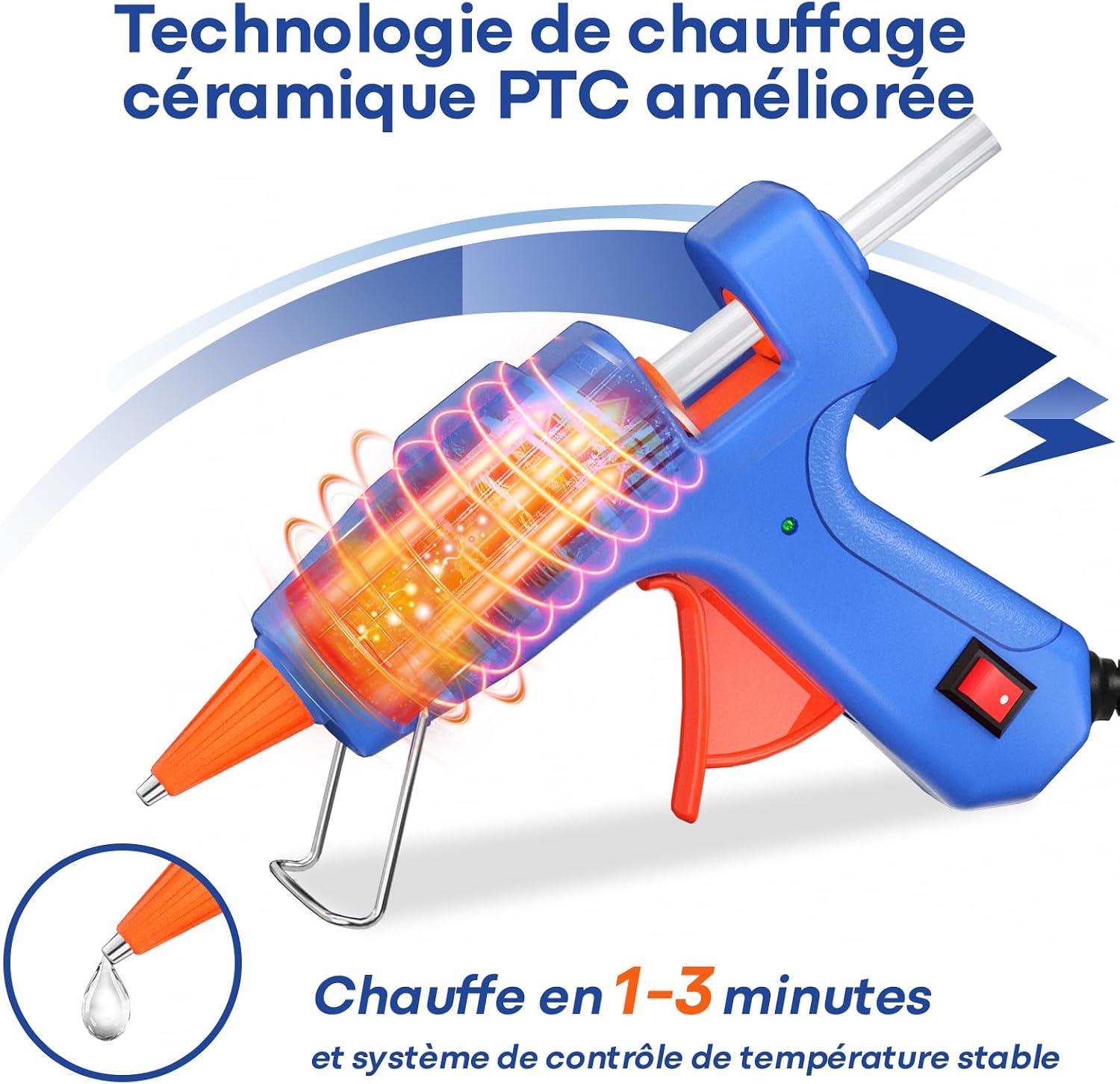 Detalle de Pistolet à Colle Chaude 20W 30pcs 7 mm
