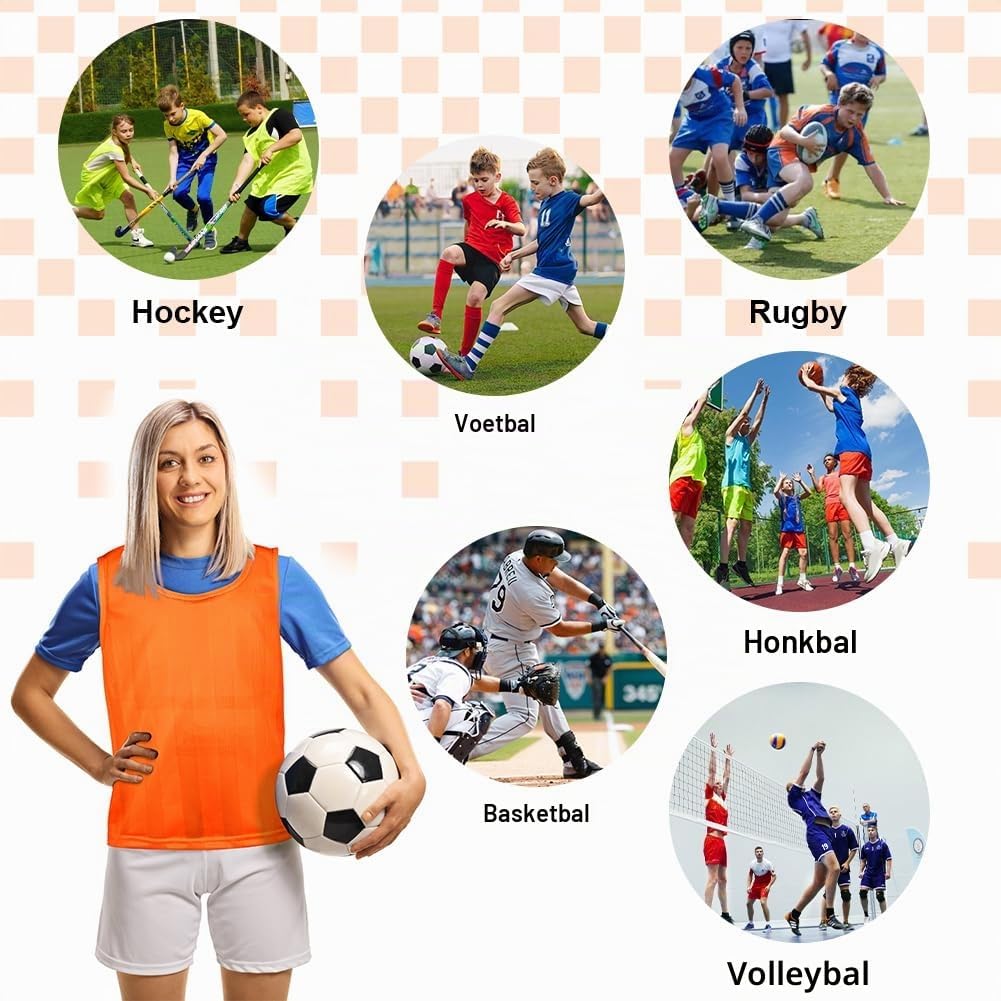 Thumbnail 6 de BSBUY 5231162 voetbaltrainingshesjes, 6-delige meshset van polyester
