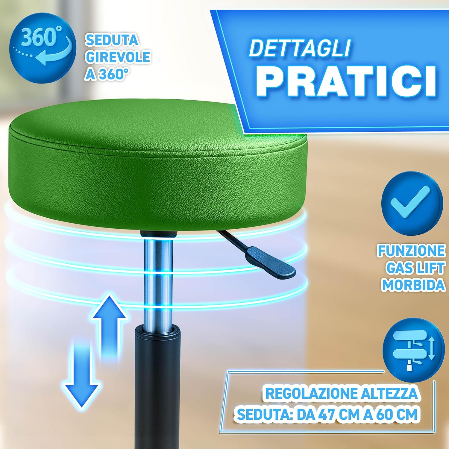 Thumbnail 3 de TRESKO sgabello girevole 47-60 cm