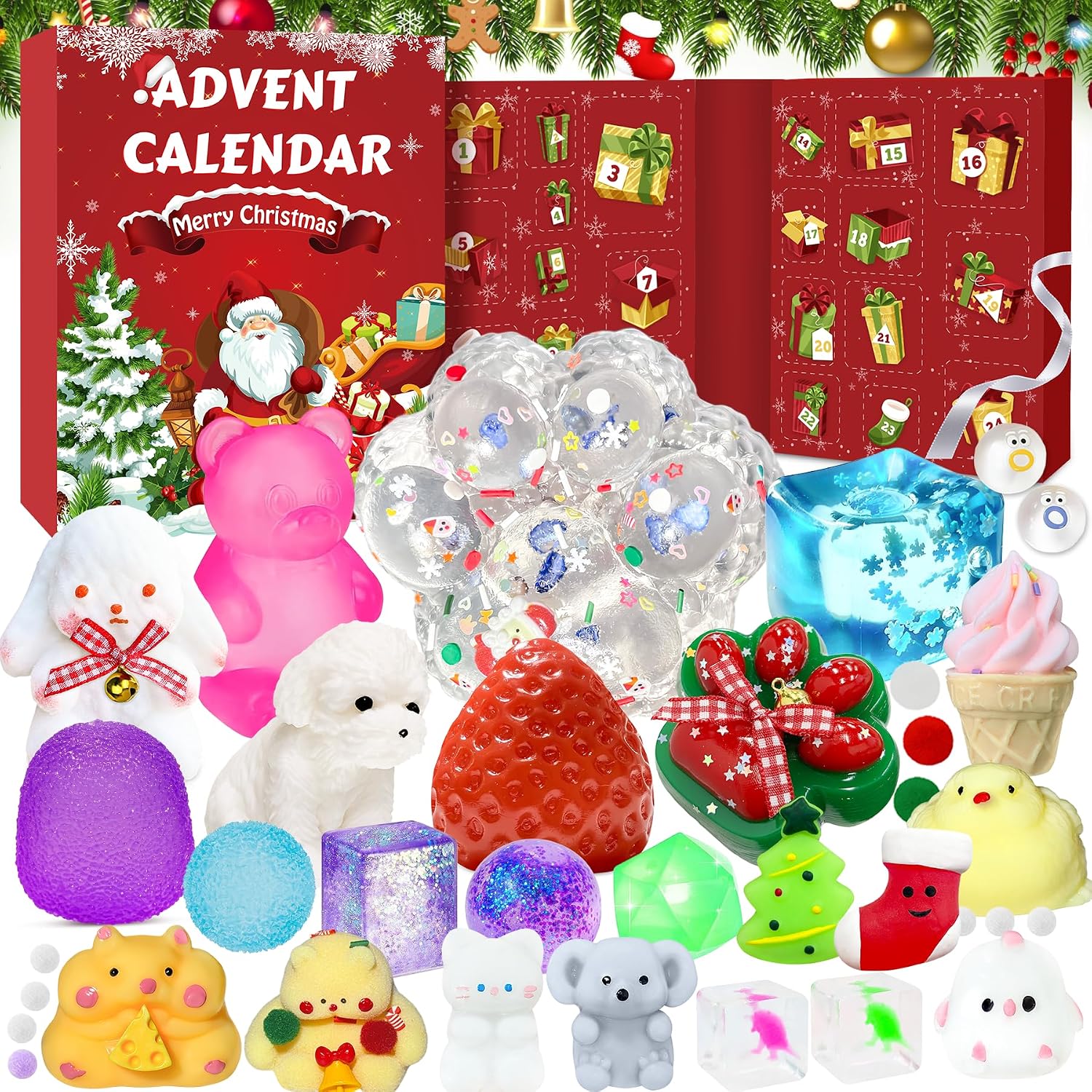 Detalle de niaosiben Squishy Fidget Advent Calendar 2026, 24-Day Christmas Toy Countdown