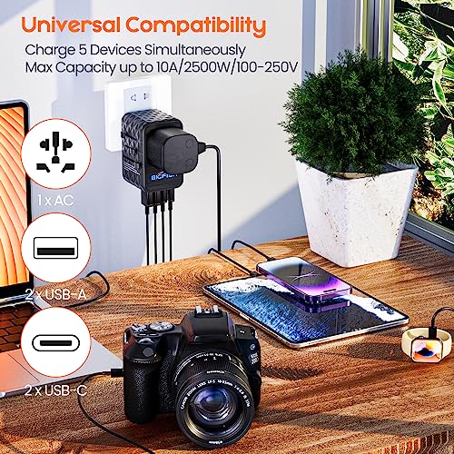 Detalle 2 de Bigfish Universal Travel Adapter, 65W GaN USB Charger with 3 Fast-Charging Ports