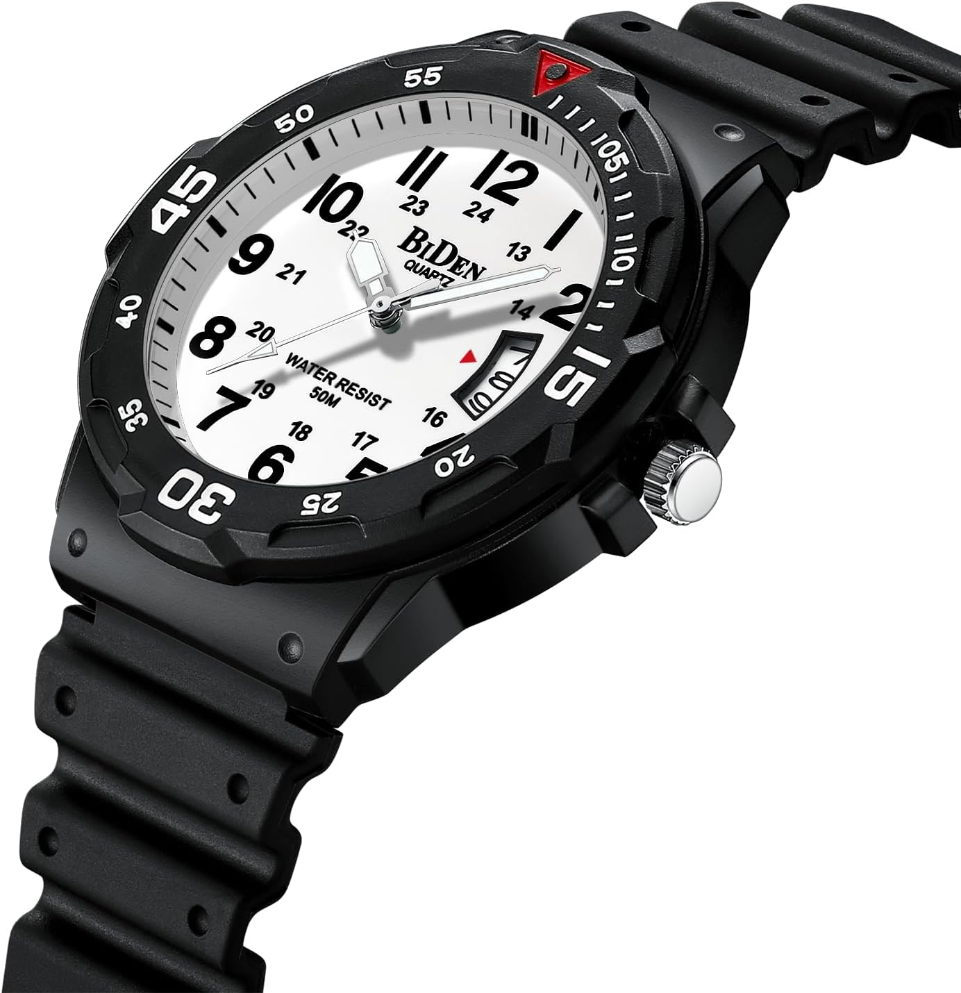 Detalle de HANPOSH Herren Uhr – Analoge Quarz-Uhr mit Datum, 50M wasserdicht, 42 mm Gehäuse, Silikonarmband
