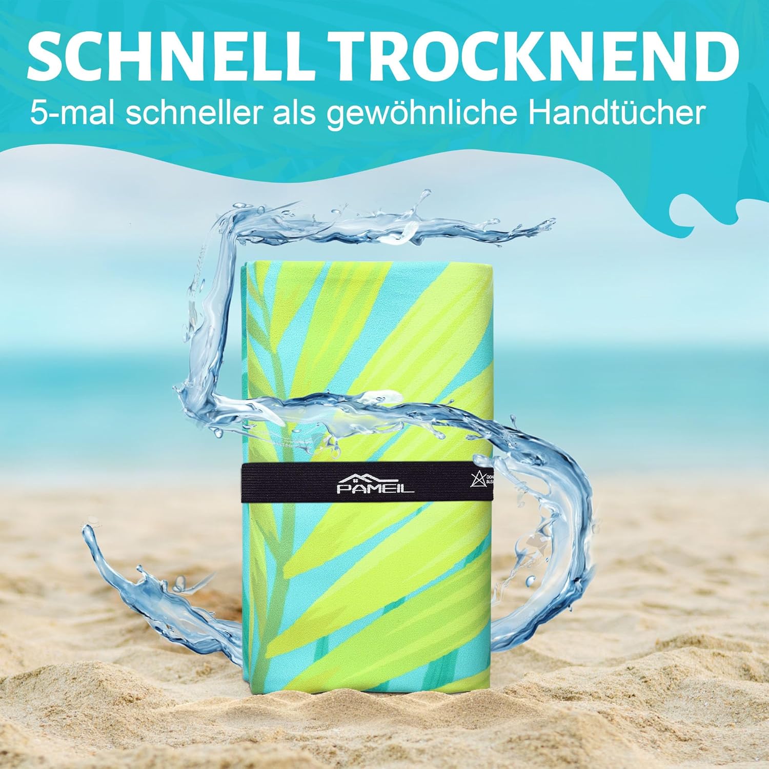 Thumbnail 4 de Pameil Telo Mare Microfibradi 90x180 cm: asciugamano mare in microfibra leggera e resistente alla sabbia