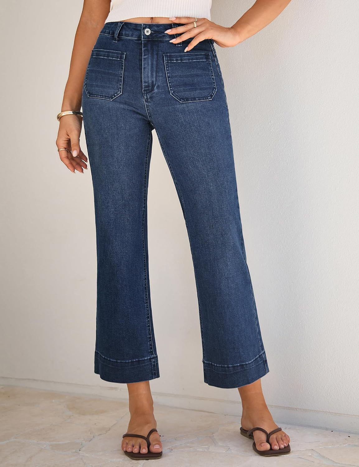 Thumbnail 1 de luvamia High-Rise Wide-Leg Cropped Stretch Jeans for Women