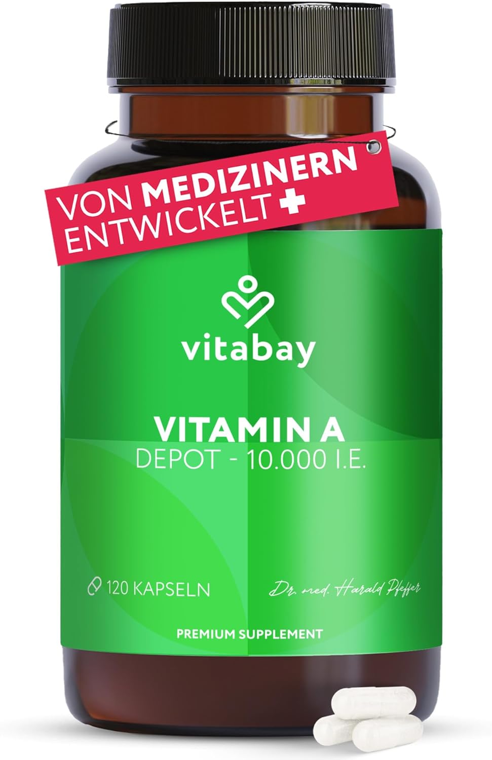 Detalle de Vitabay Vitamin A Hochdosiert Kapseln – Vegane Retinol-Vitamina A 10000 IE (120 Kapseln)