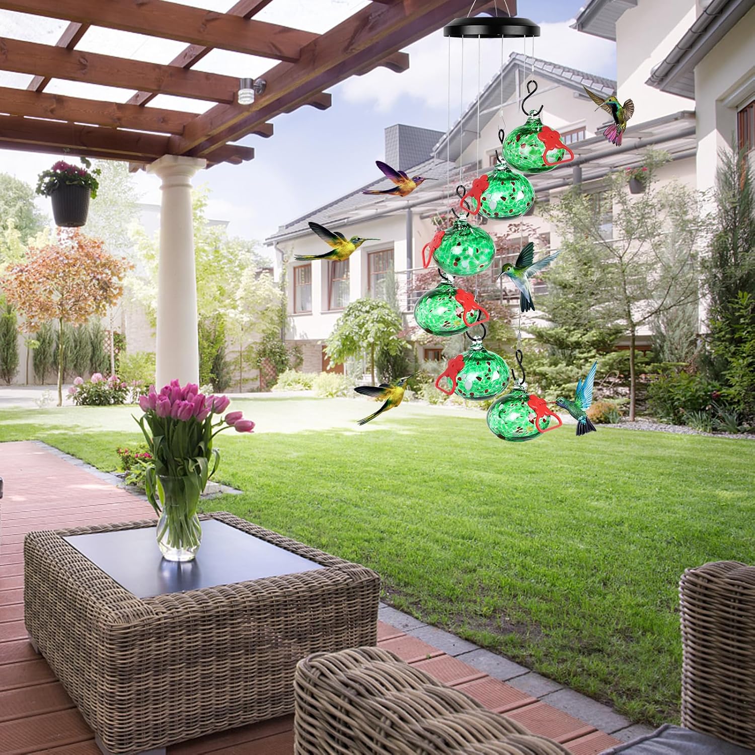 Thumbnail 4 de Headak Life Hummingbird Feeder Wind Chime Green