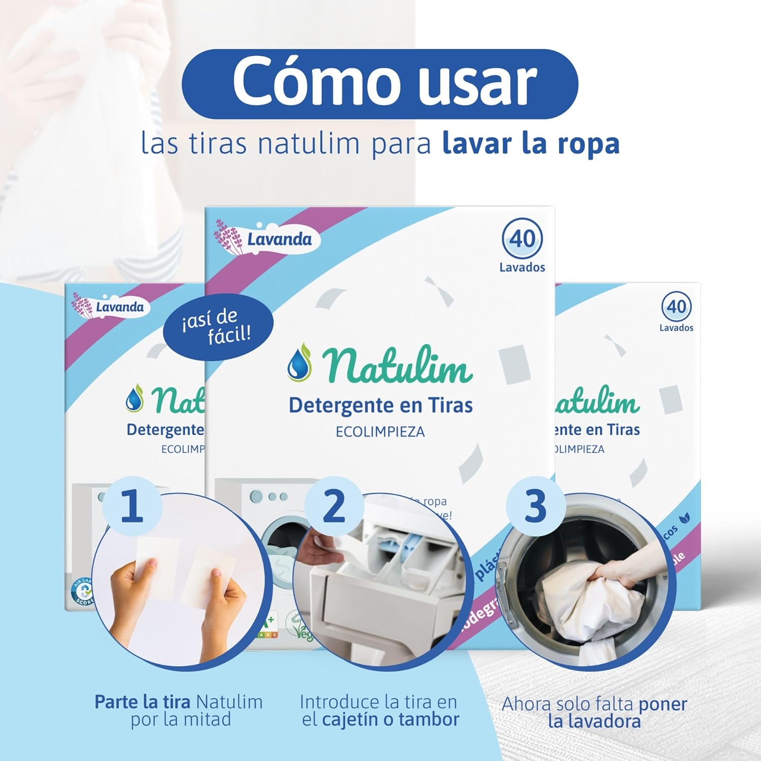 Detalle de Natulim Detergente en Tiras 40 lavados