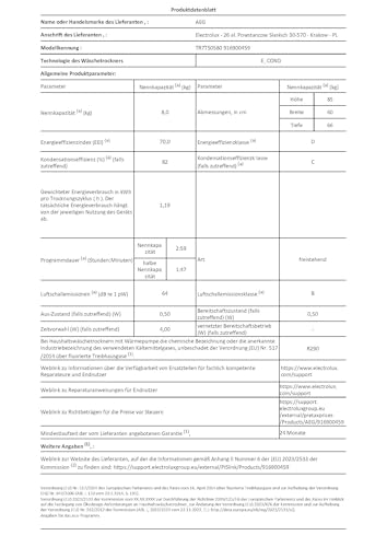 Thumbnail 13 de AEG Wärmepumpentrockner 8 kg Serie 7000 SensiDry – TR7T50580