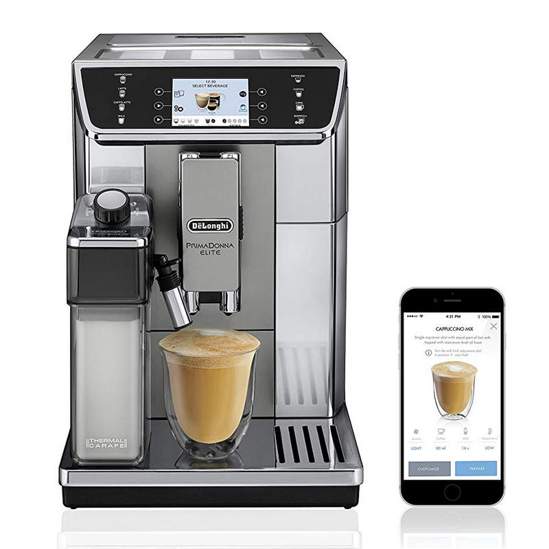Detalle 2 de DeLonghi PrimaDonna Elite ECAM 650.55: cafetera superautomática con pantalla TFT y conectividad Coffee Link