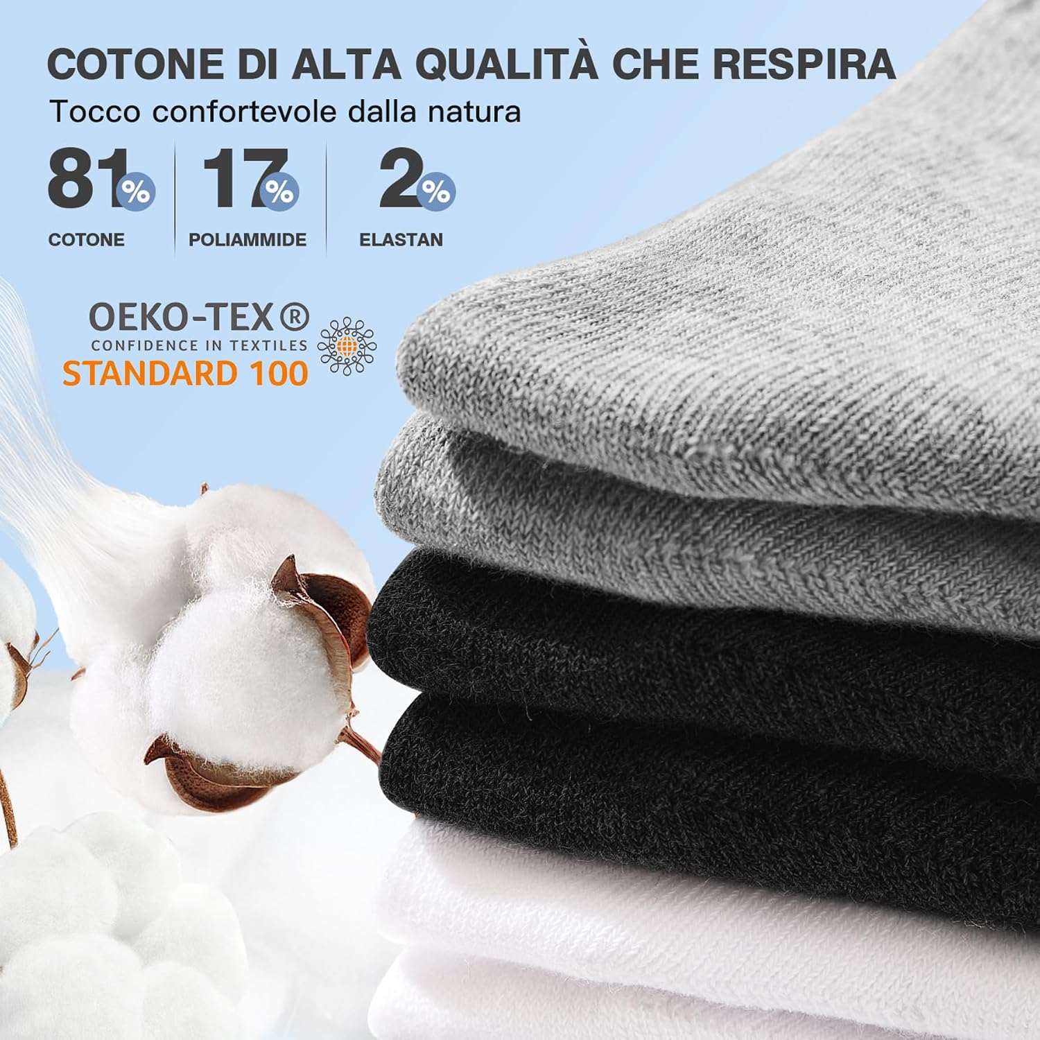 Detalle de Fullluwaa Sneaker Socken Herren/Damen – 6/10 Paar, Kurze Laufsocken aus Baumwolle, Atmungsaktiv