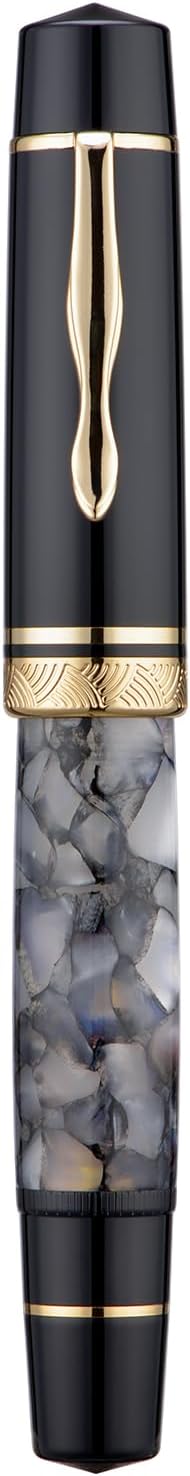 Thumbnail 5 de Majohn P139 resin fountain pen with fine nib and brass piston ink system (black and white)