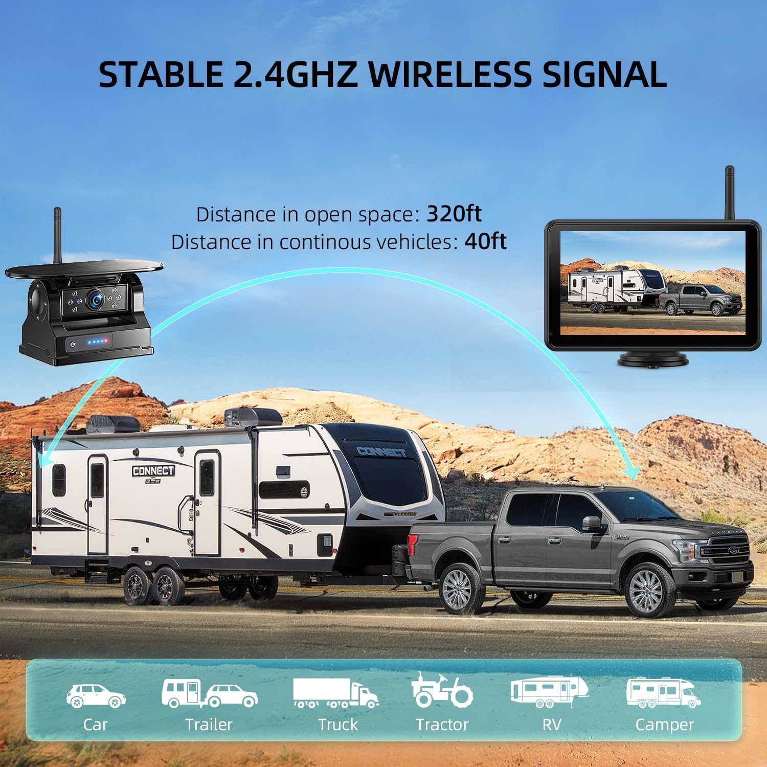 Thumbnail 5 de eRapta Dual Magnetic Solar Wireless Backup Cameras with 7” Touchscreen and DVR