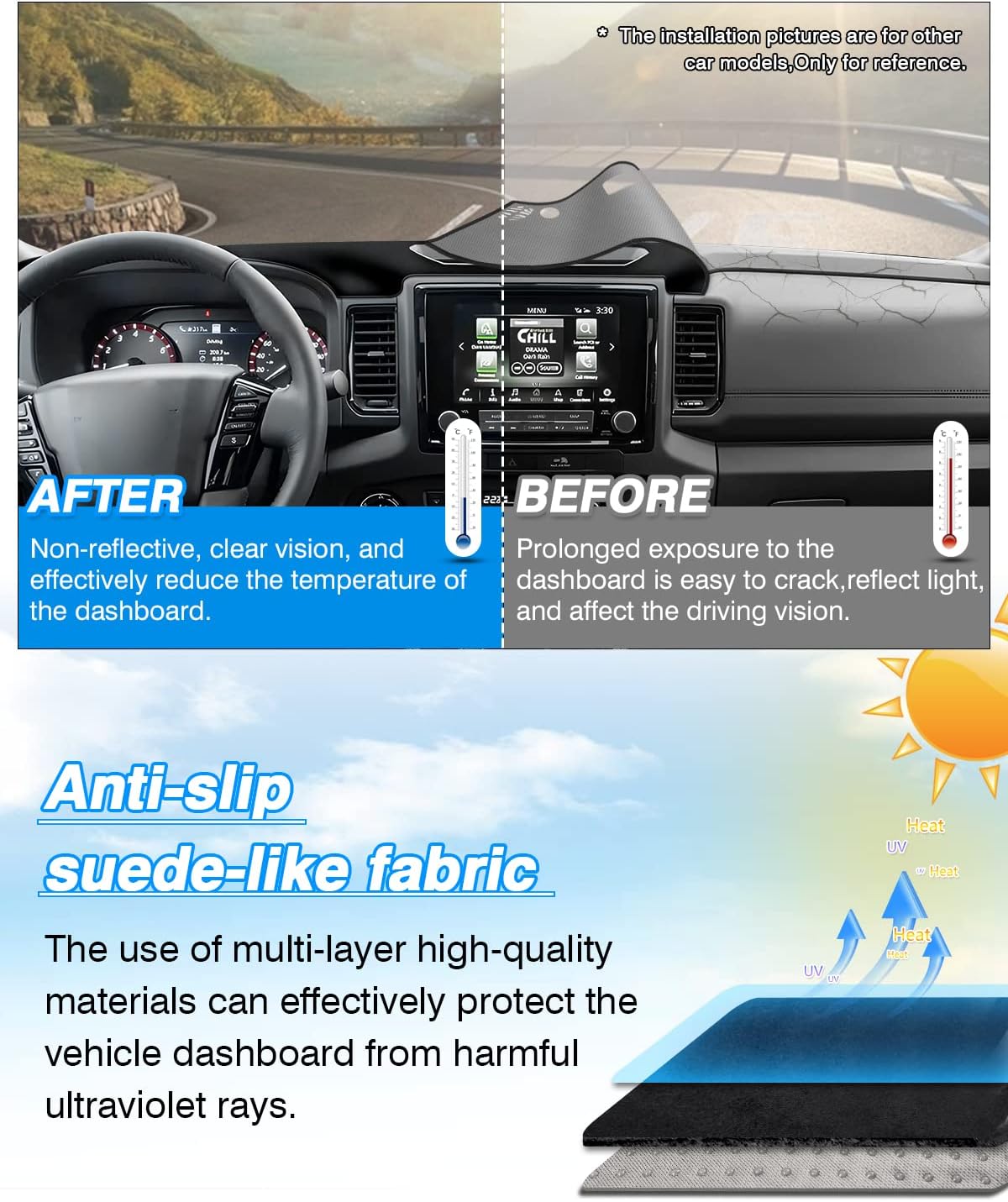 Thumbnail 2 de CARTIST Dash Cover Custom Fit for Nissan Frontier (2022-2026) — Non-Slip, Anti-Glare Dashboard Mat