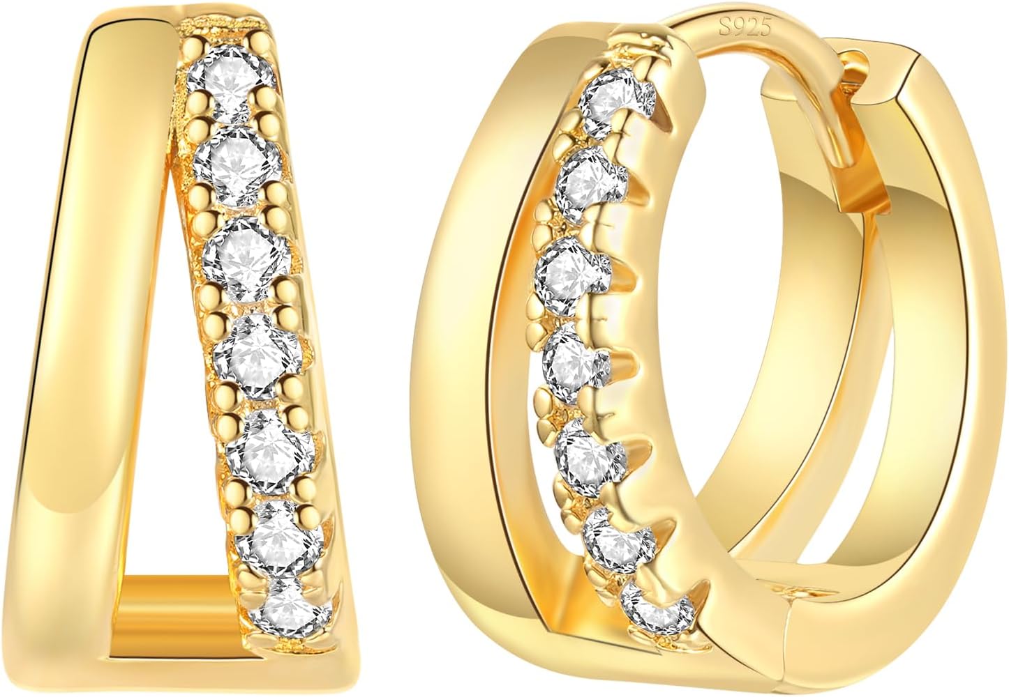 Thumbnail 6 de 925 Silber Double Hoop Creolen 12 mm