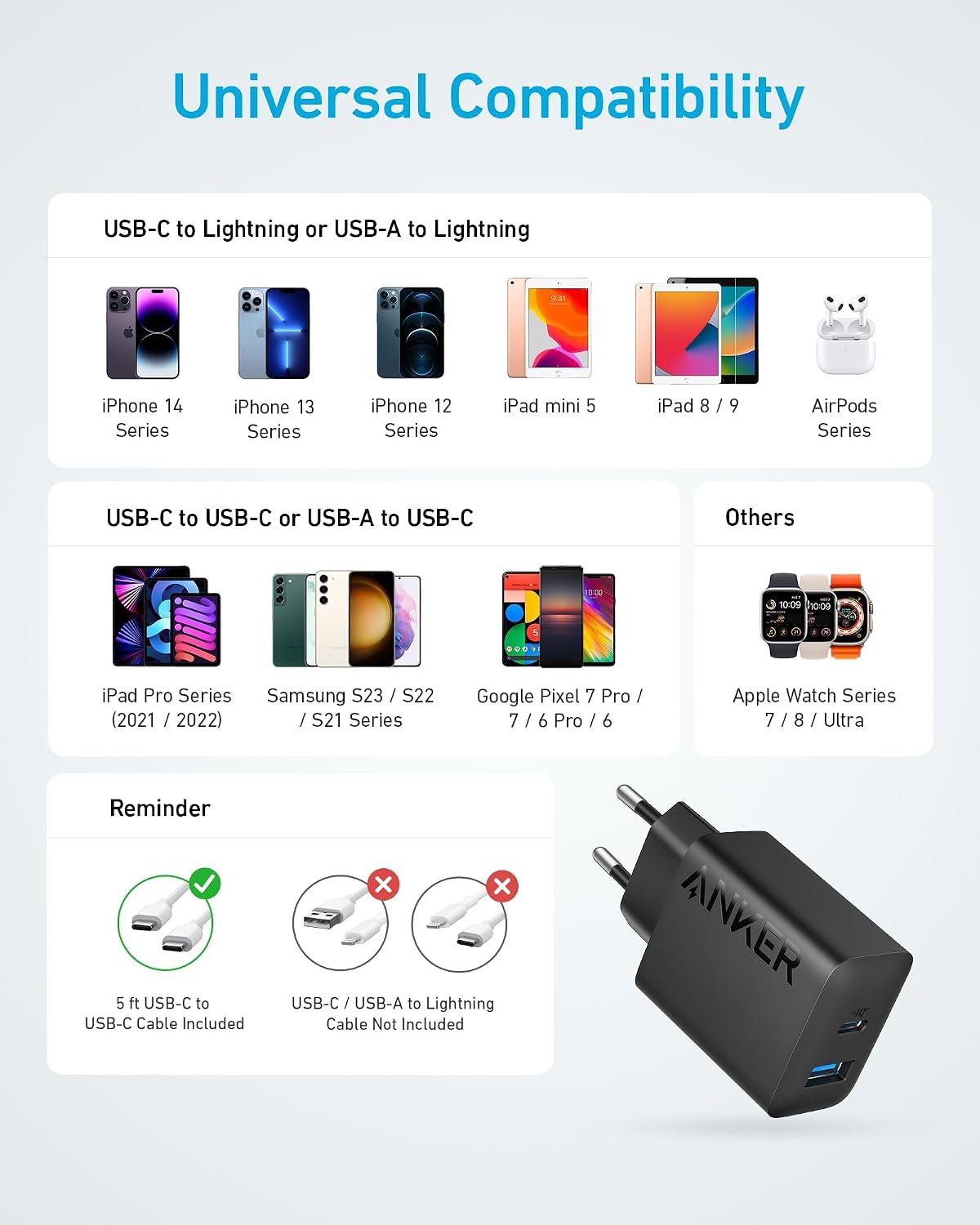 Thumbnail 6 de Anker Cargador iPhone Carga Rápida 20W 2 Puertos