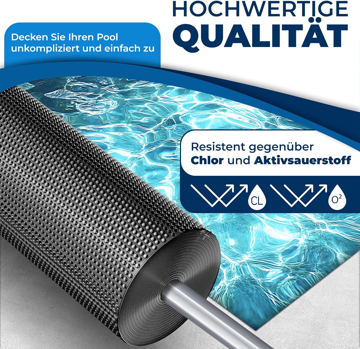 Detalle de KESSER® Pool-Solarabdeckplane rechteckig 600 x 400 cm (120 µm), zuschneidbar mit Schere, Lochzange & Ösen