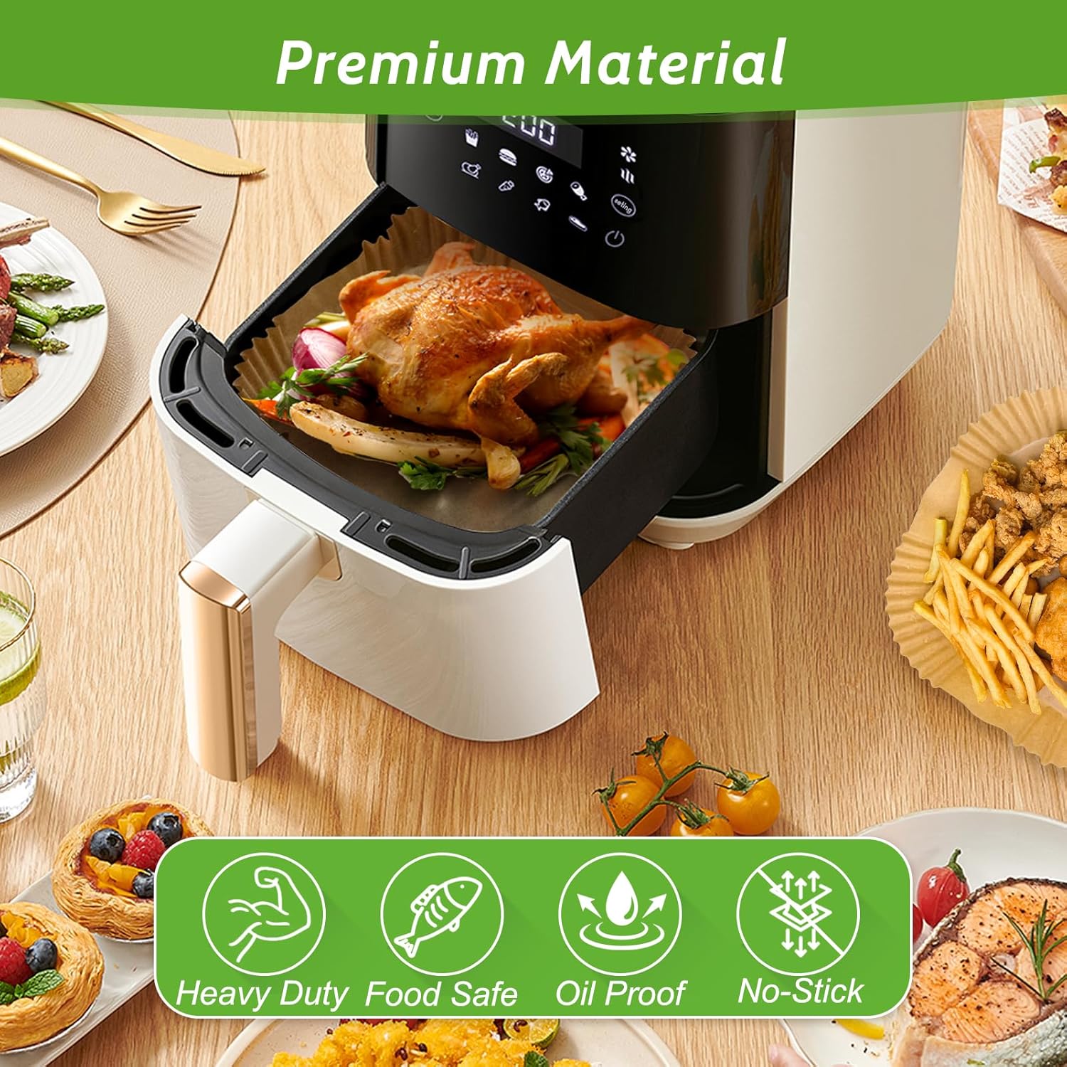Detalle de Tripho 360pcs 8" Air Fryer Paper Liners 🧾