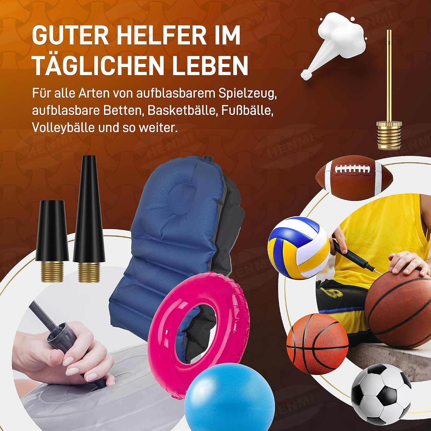 Detalle de HENMI Fahrradventil Adapter Set – Allround-Ventiladapter-Kit mit Sortierbox