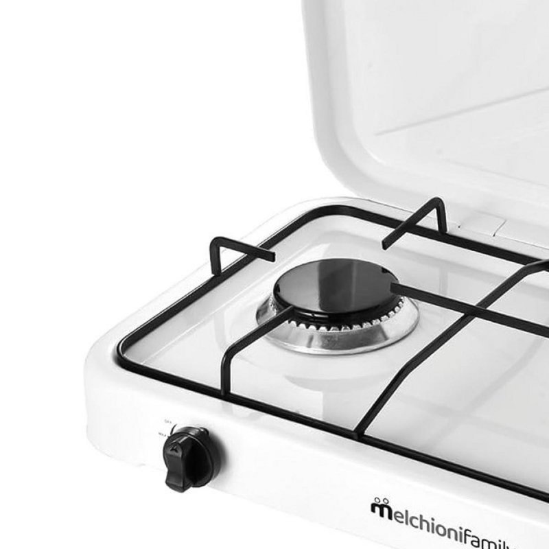 Detalle de Melchioni Family Minerva New 2 quemadores alto rendimiento blanco