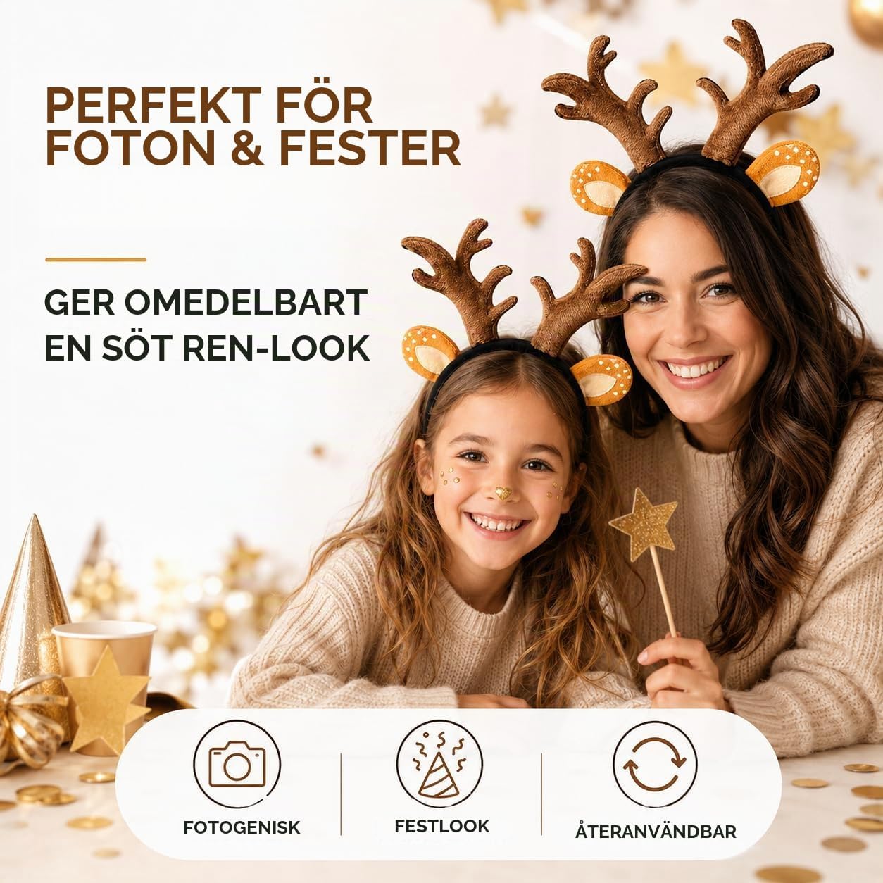 Detalle 1 de TK Gruppe Timo Klingler hårband med renhorn för karneval och maskerad