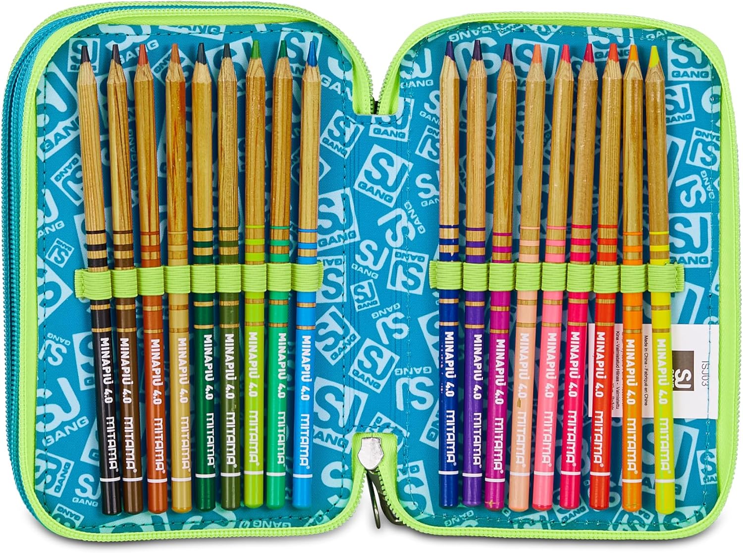 Thumbnail 4 de Trousse scolaire triple compartiment SJ GANG STYLE JAM GANG, 3 zips, bleu, avec stylets, crayons et accessoires