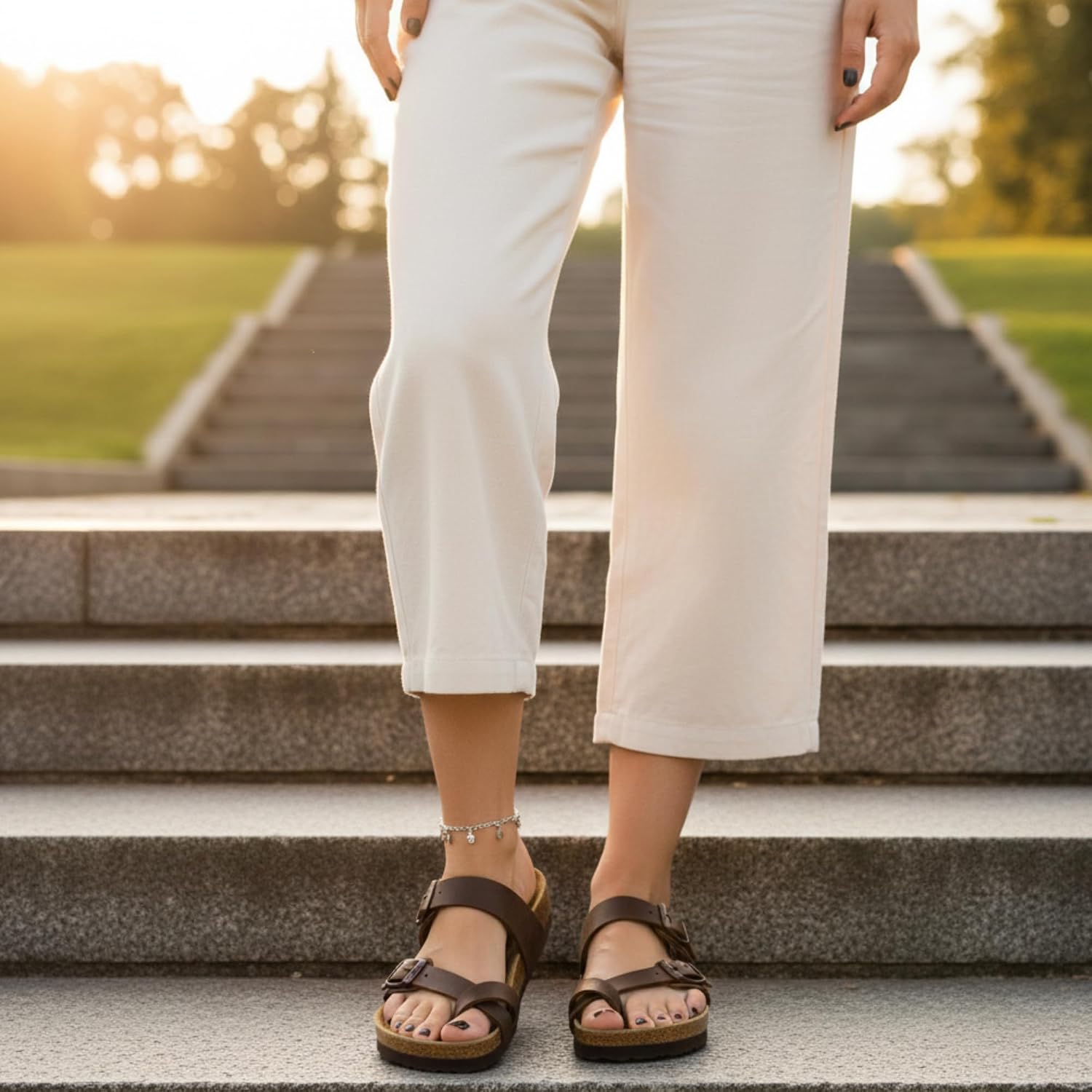 Detalle 2 de CUSHIONAIRE LUNA-Parent Luna Sandals with Crossover Straps and Arch Support