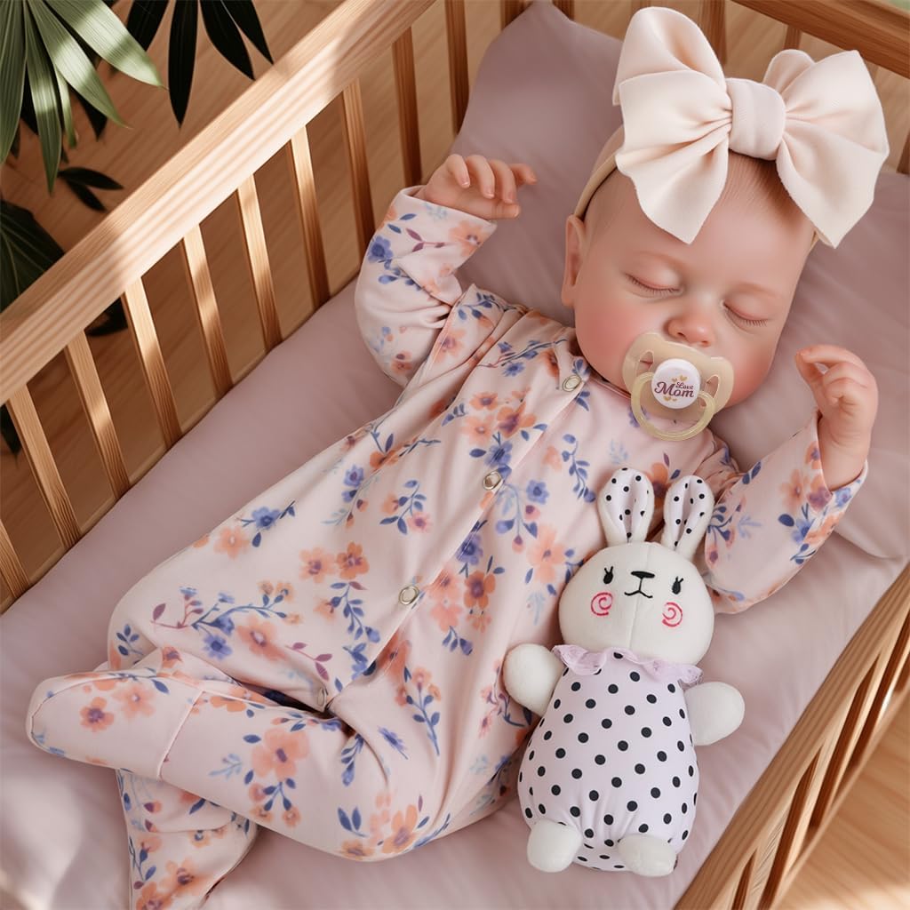 Thumbnail 4 de JIZHI 17 Inch Reborn Doll (Soft Body) with Clothes & Accessories – Yellow Floral