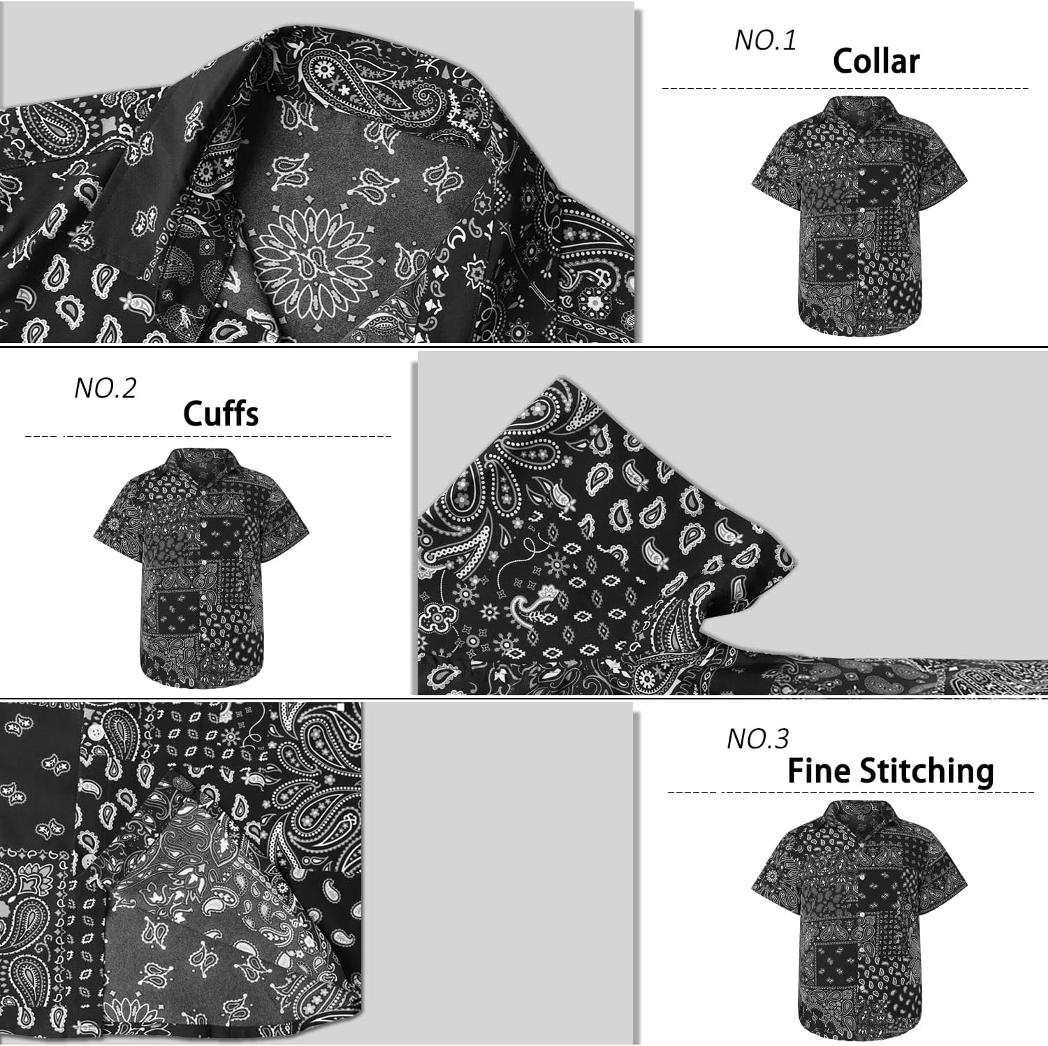 Detalle de Chemise hawaiienne homme Gavliuu à manches courtes imprimé tropical, tissu léger extensible