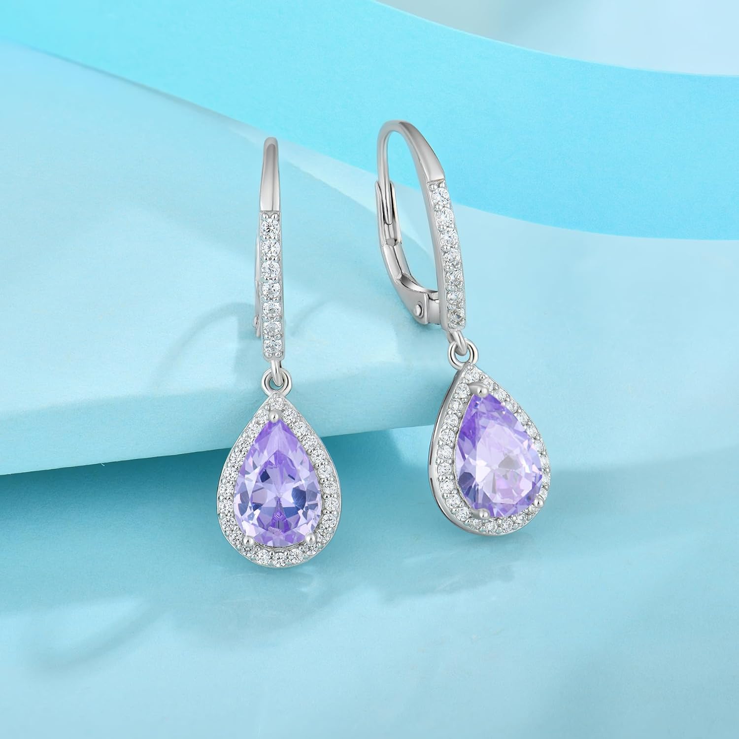 Thumbnail 3 de FJ Tropfen Hängend Ohrringe für Damen aus 925 Sterling Silber mit Geburtsstein