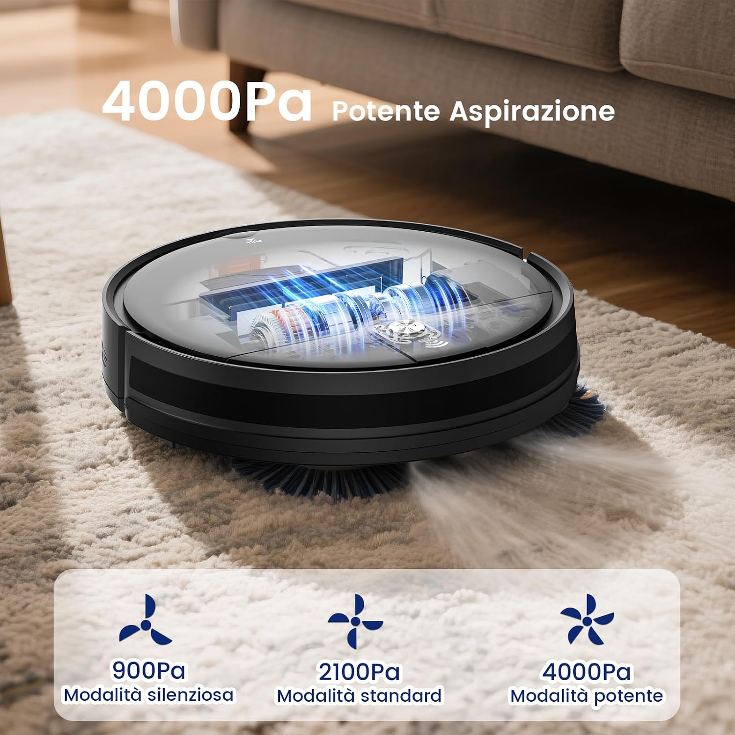 Detalle 2 de VersLife L6: Robot Aspirapolvere e Lavapavimenti 2 in 1, autonomia 120 min, 4000Pa, controllo app, Alexa e telecomando