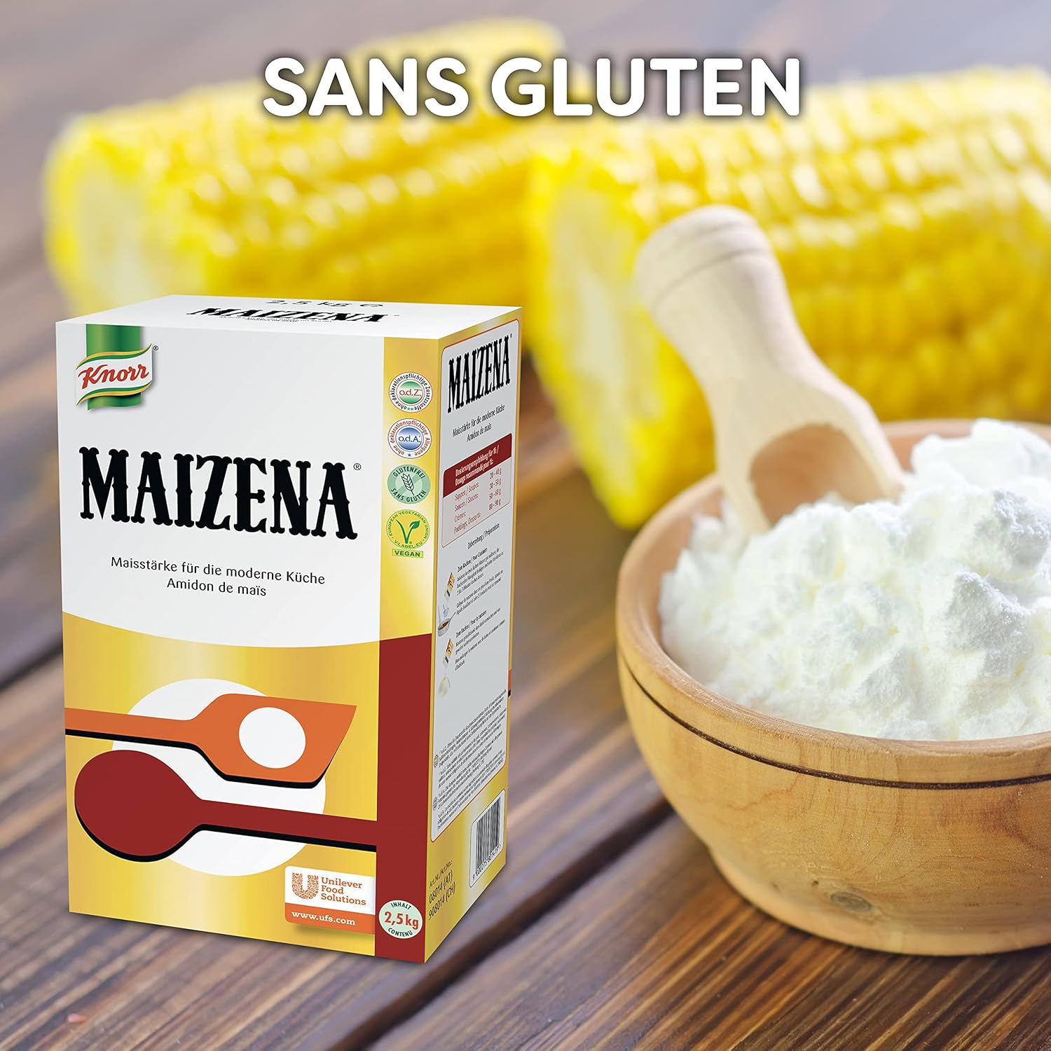 Detalle 2 de Maïzena Fleur de Maïs – Lie doucement, sans gluten, 2,5 kg pour desserts et sauces