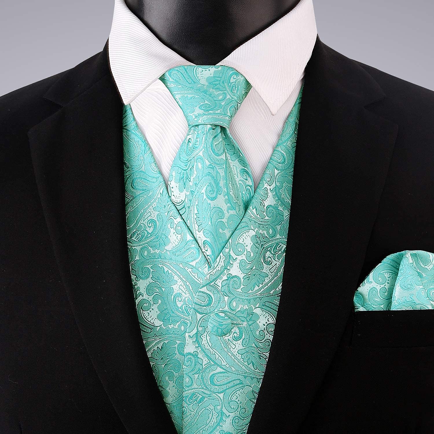 Detalle de Alizeal Mens Classic 4pc Paisley Jacquard Waistcoat Suit Vest Set