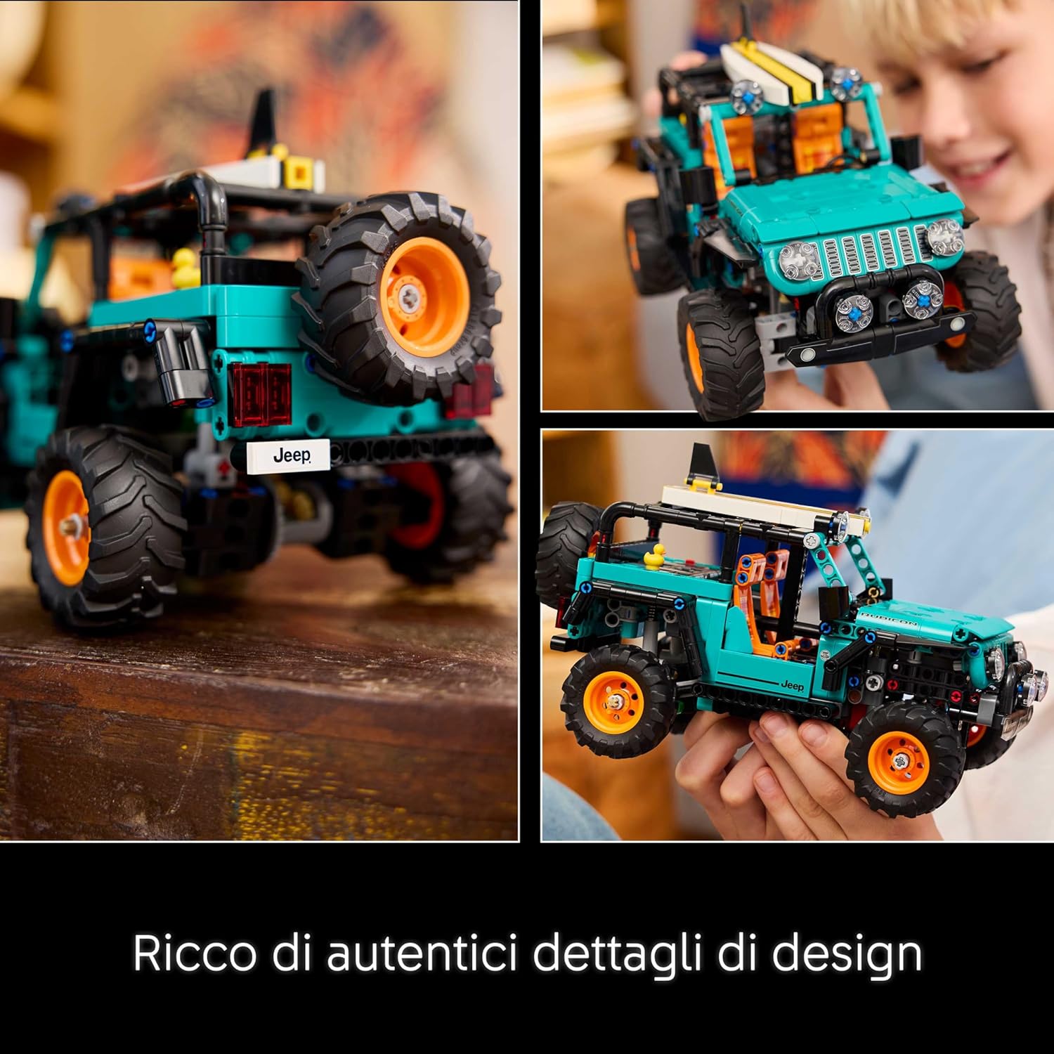 Detalle de LEGO Technic SUV Jeep Wrangler Rubicon 42227 — Avventura fuoristrada con motore V6, sterzo e sospensioni