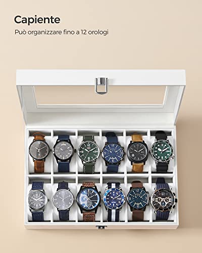 Detalle de SONGMICS Porta Orologi a 12 Posti con Coperchio in Vetro – Eleganza e Organizzazione