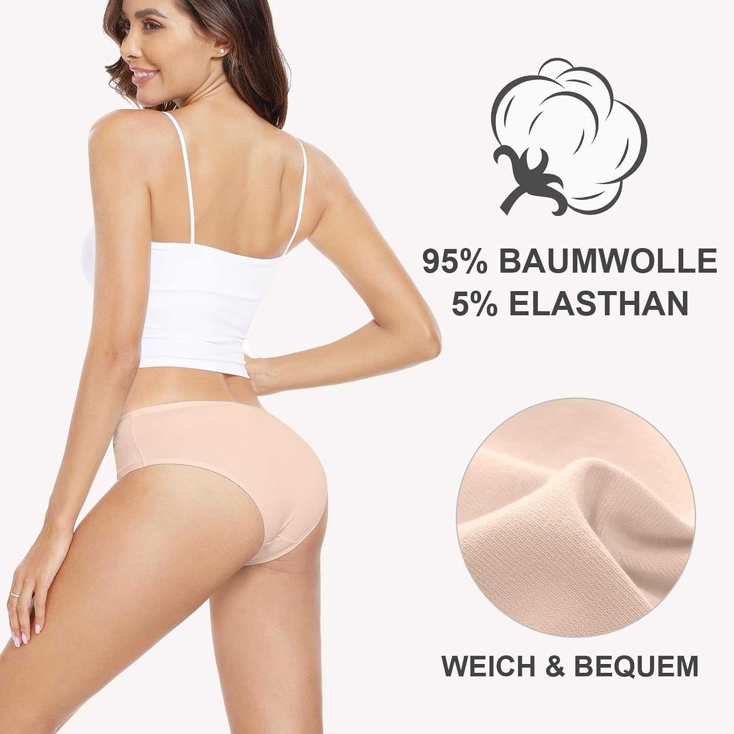 Thumbnail 2 de Anqier Damen-Unterhosen im 6er-Pack aus Baumwolle (95 % Baumwolle, 5 % Elasthan) – bequeme Hipster-Slips