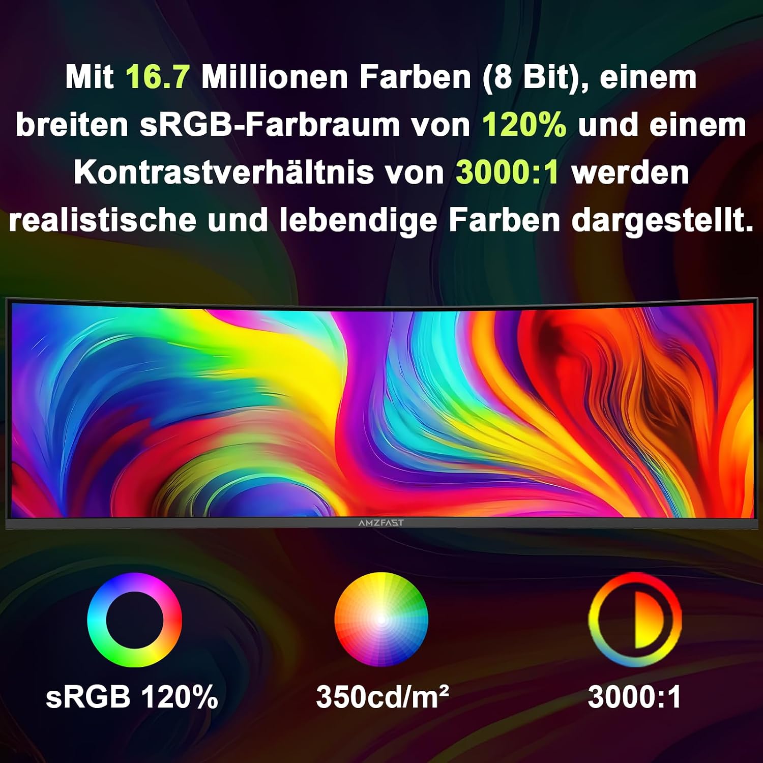 Thumbnail 3 de Amzfast Curved Monitor 49 Zoll 120 Hz