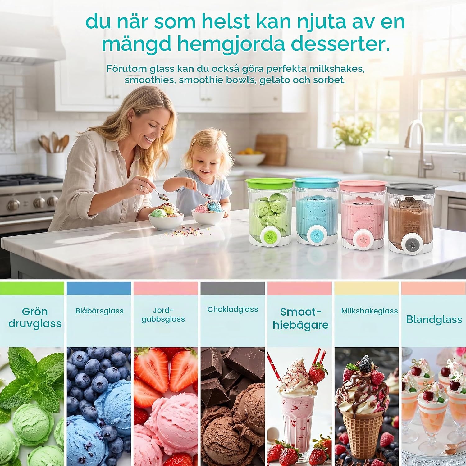 Detalle 2 de HAIWILL ersättningsbehållare för Ninja Creami Swirl NC701EU, 2 × 480 ml