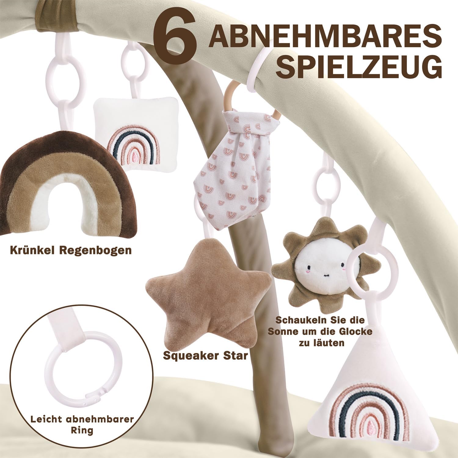 Detalle 2 de Mallify 5-in-1 Baby-Spielbogen Braun