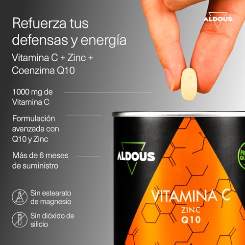Detalle 2 de ALDOUS Vitamina C 1000 mg con Zinc y Q10, 400 comprimidos 💊