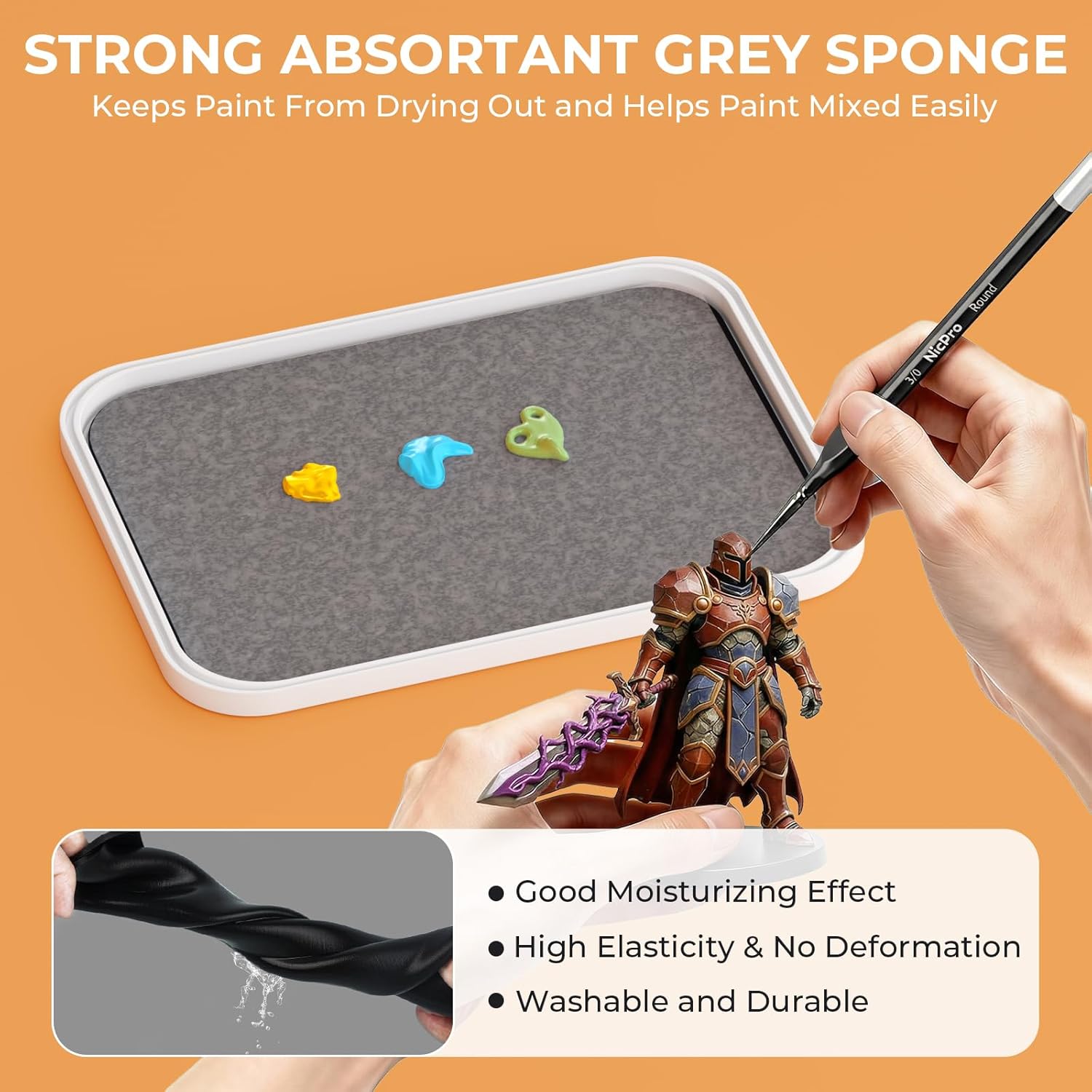 Detalle de Nicpro Stay Wet Palette for Acrylic Miniature Painting Kit