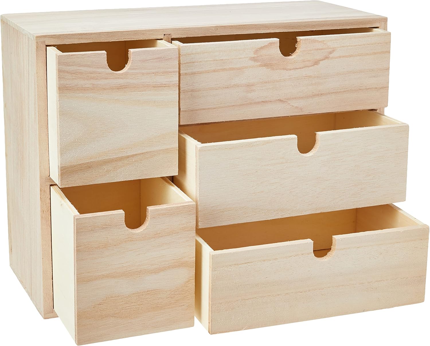 Detalle de Artemio 14002158 Wooden Storage Box, 5 Drawers, Brown Wood, 35 x 15 x 26 cm